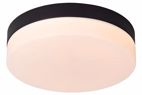Lucide Biskit Modern LED Flush Ceiling Light for Bathrooms, Black, Diameter: 23 cm, with Motion Sensor and Warm White Light