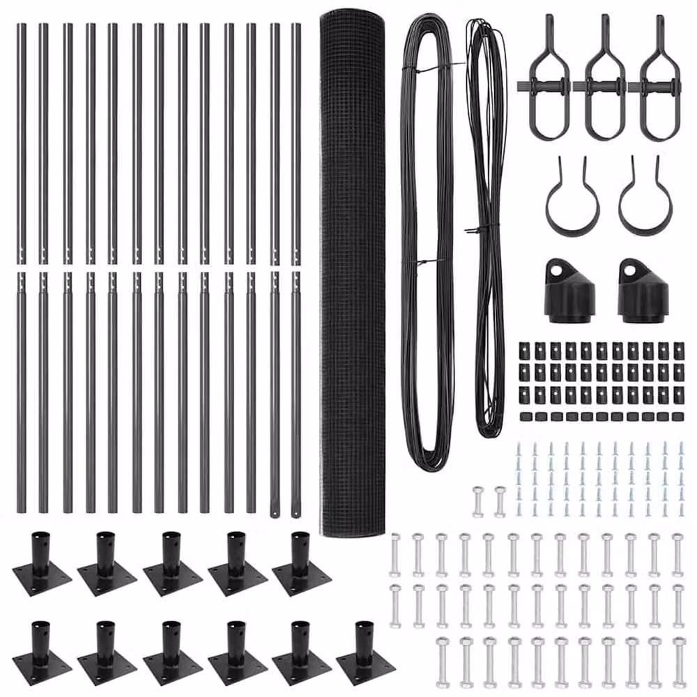Berkfield Home Grey Steel Welded Wire Fence with 13 Flanged Posts, W: 25 m, H: 1.4 m – 5
