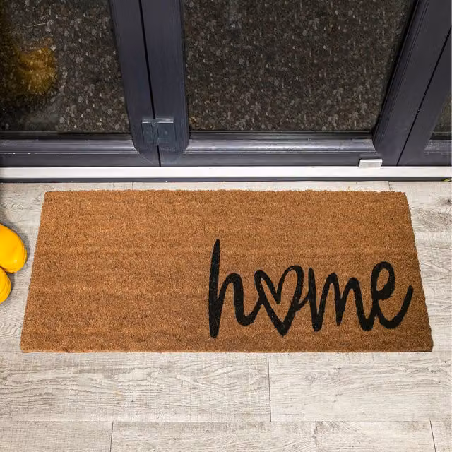 Roseley Modern Rectangular Coir and Rubber Door Mat Runner in Brown