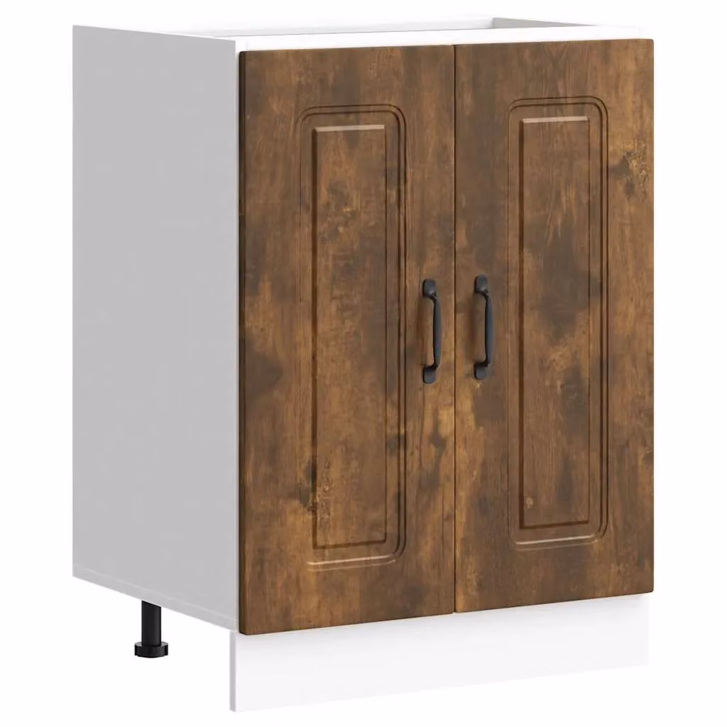 Berkfield Home Kalmar Sink Base Cabinet, Smoked Oak, Brown, W/D/H: 60 x 46 x 81.5 cm – 2