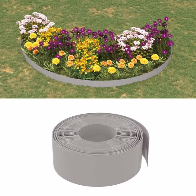 Berkfield Home Garden Edgings, 2 Pack, Grey Polyethylene, 10 m Length, 20 cm Height