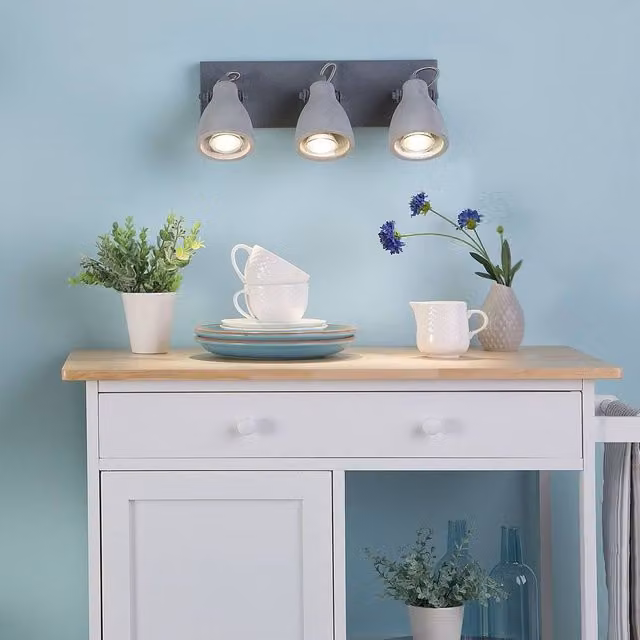 Wyld and Coco Three Light Adjustable Industrial Wall Sconce in Grey Concrete and Metal – 1