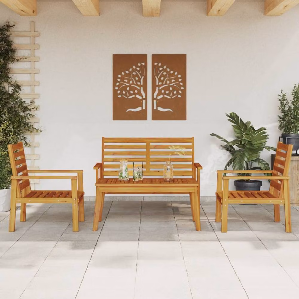 Berkfield Home Beautiful 4 Piece Acacia Wood Garden Lounge Set in Brown – 2