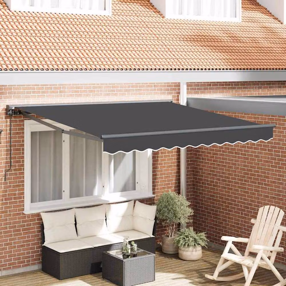 Berkfield Home Manual Retractable Wall-Mounted Awning in Anthracite Grey, W: 300 cm, D: 250 cm – 2