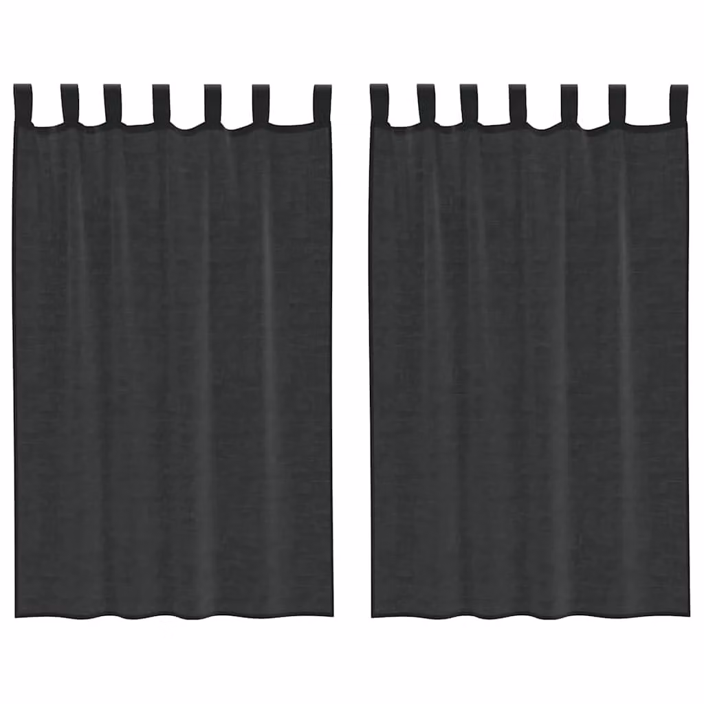 Berkfield Home Black Voile Tab Top Curtains, 2 Pack, W: 140 cm, H: 175 cm – 2