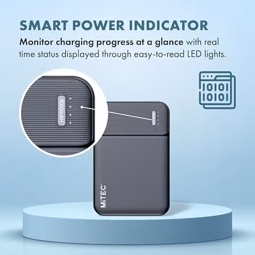 MiTEC MiPOWER Black Universal Portable Power Bank with USB Output, 5000mAh – 3
