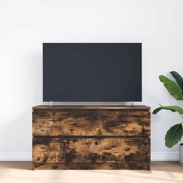 Berkfield Home Smoked Oak TV Cabinet in Brown, W/D/H: 100 x 35 x 54 cm – 1