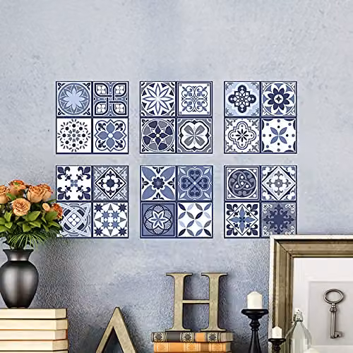 Walplus Lisbon Blue Tiles Removable Self-Adhesive Wall Stickers, 12 pcs, 20 x 20 cm – 2