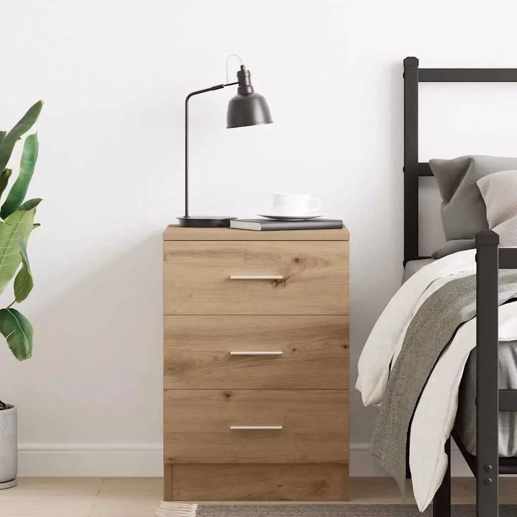 Berkfield Home Artisan Oak Bedside Cabinet in Brown, W/D/H: 38 x 35 x 55 cm – 2