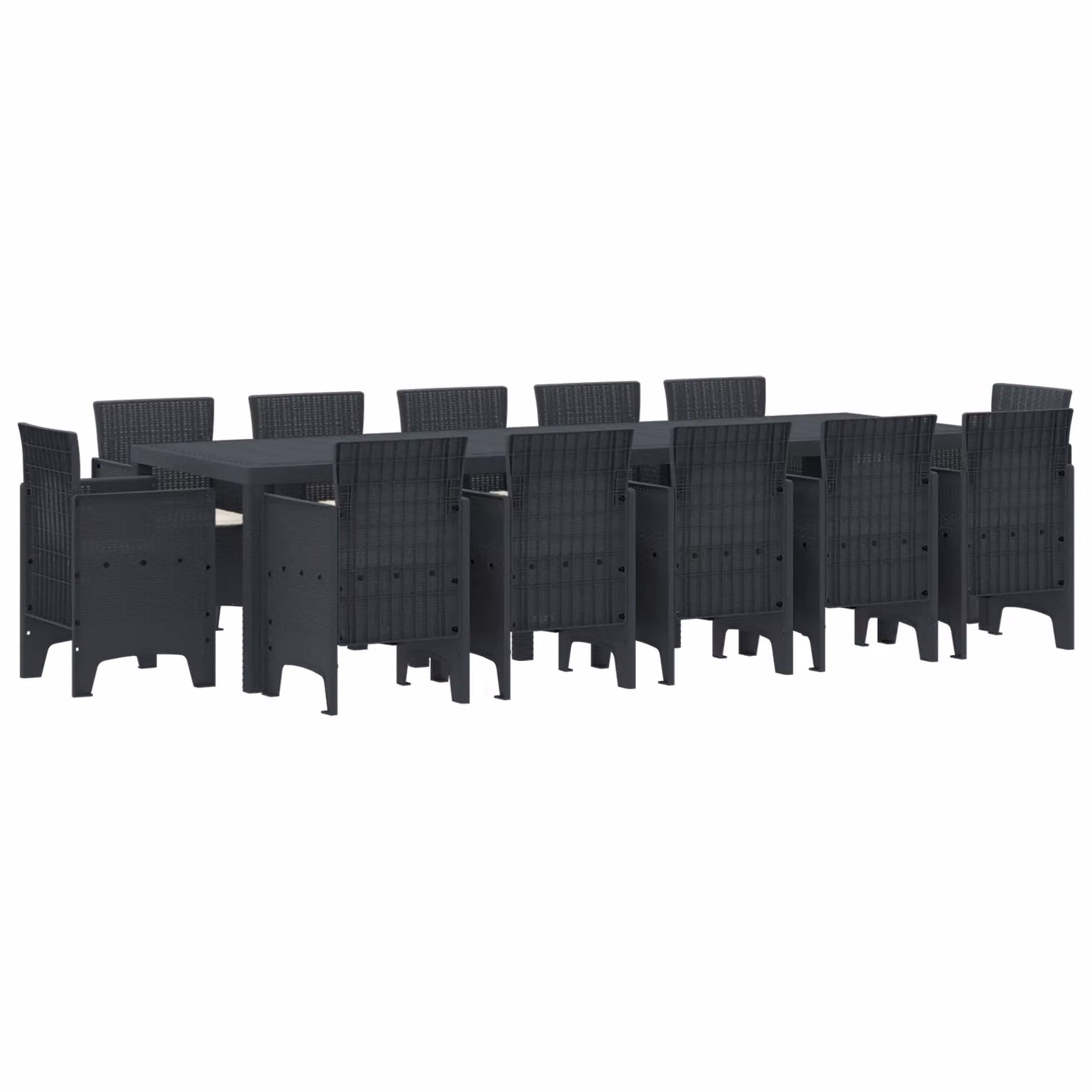 Berkfield Home 13 Piece Anthracite Poly Rattan Garden Dining Set with Cushions – 2
