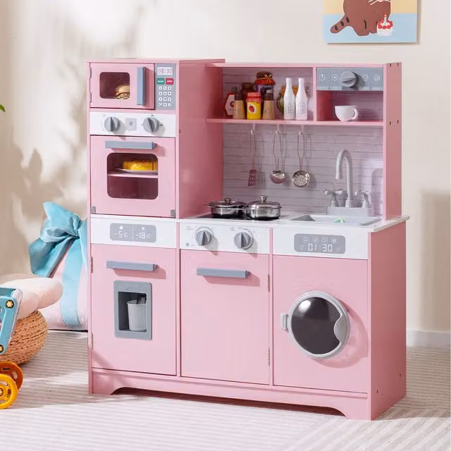Costway Kids Play Kitchen Toy Set in Pink