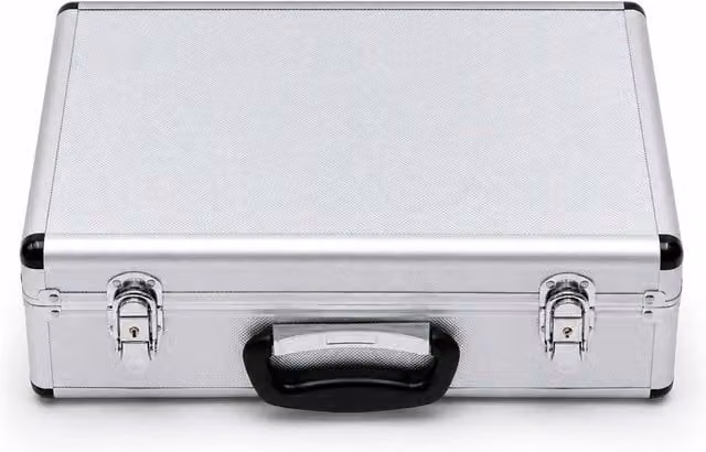 FLAVORA Heavy Duty Metal Storage Carry Box with Handles in Metallic Silver, W/D/H: 40 x 20 x 12.5 cm