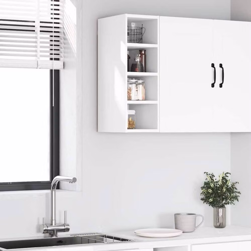 Berkfield Home White Wall Mounted Hanging Kitchen Cabinet with Internal Shelves and Hinged Doors W/D/H: 20 x 29.5 x 60 cm – 2