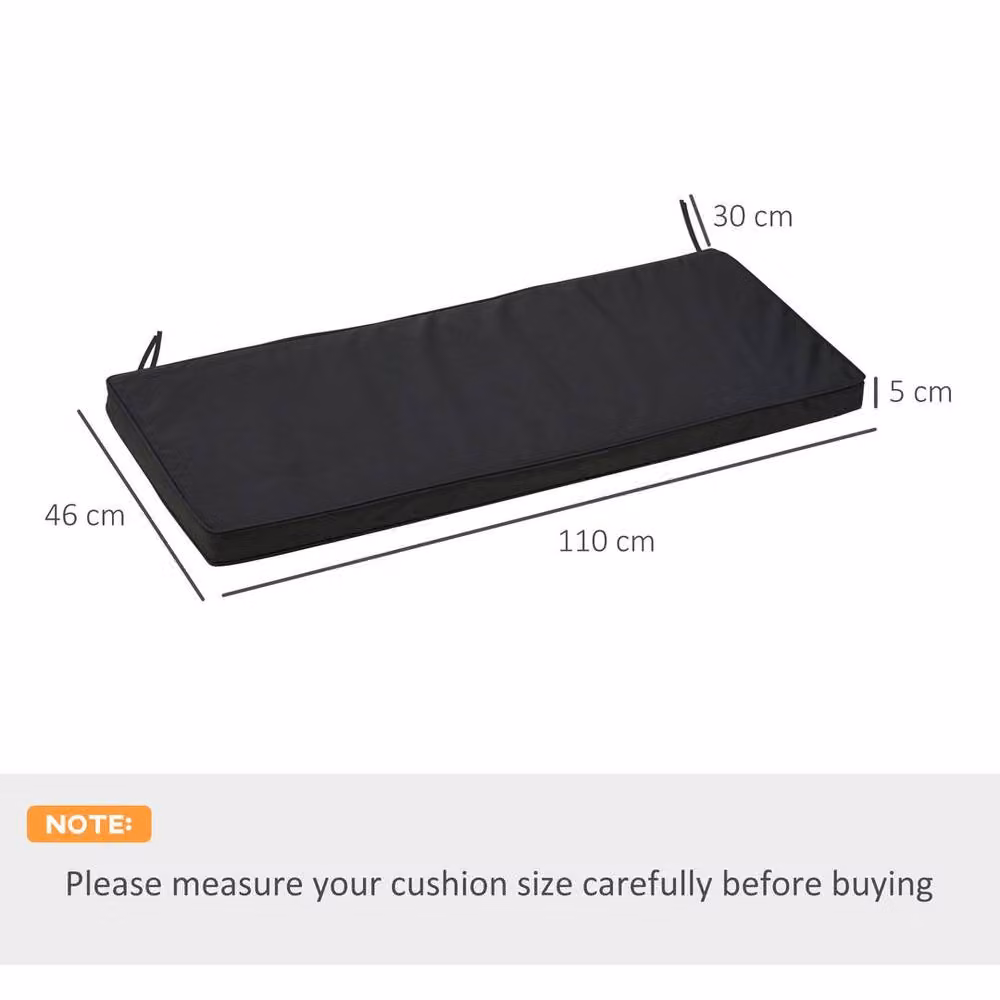 KORVIXA Black 2-Seater Replacement Swing Chair Cushions with Water-Repellent Polyester Fabric – 2