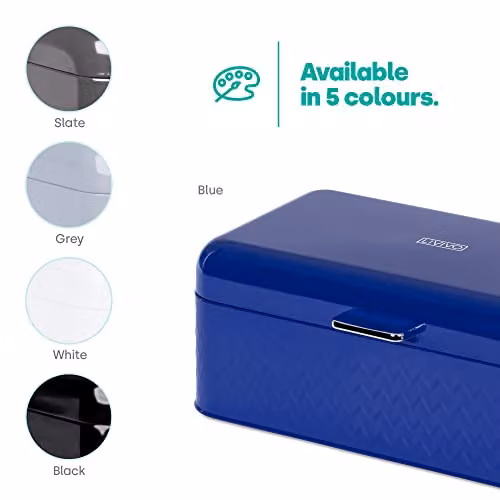LIVIVO Taurus 4-Piece Kitchen Storage Set with Airtight Bread Bin and Canisters in Navy Blue and Grey – 6