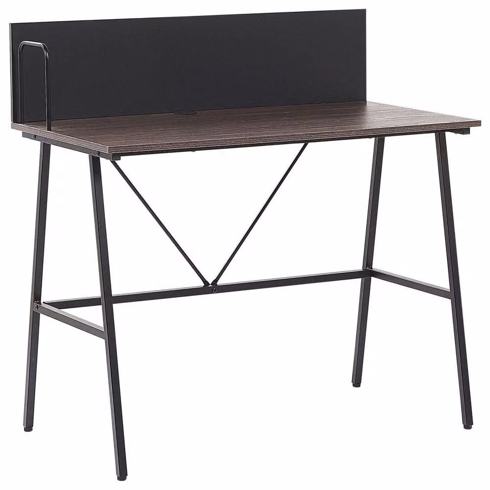 Wyld and Coco Industrial Home Office Writing Desk with Dark Brown Wood Look Top and Black Metal Legs, W/D/H: 100 x 50 x 75 cm – 2