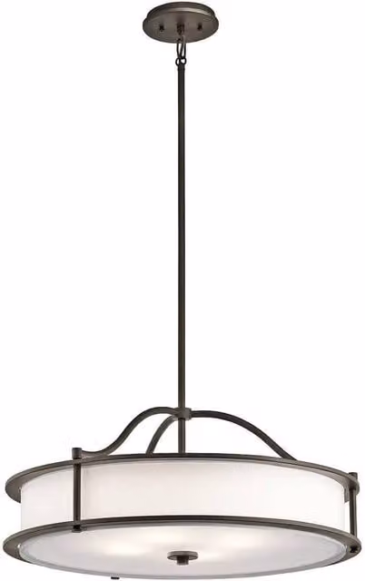Elstead Modern Round 4 Light Semi Flush Ceiling Pendant Light in Grey and Bronze with Glass and Fabric Details