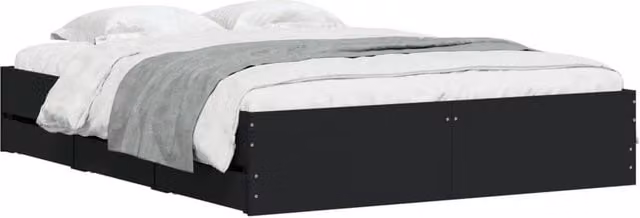 Berkfield Home Modern Bed Frame with Drawers, Black, W/D/H: 150 x 33 x 203 cm