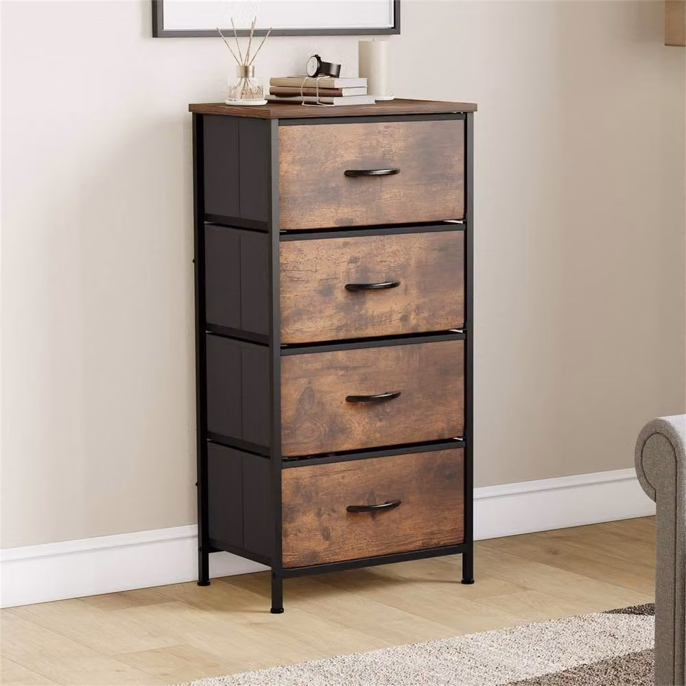 SPETLEK 4 Drawer Fabric and Metal Chest of Drawers in Brown – 2