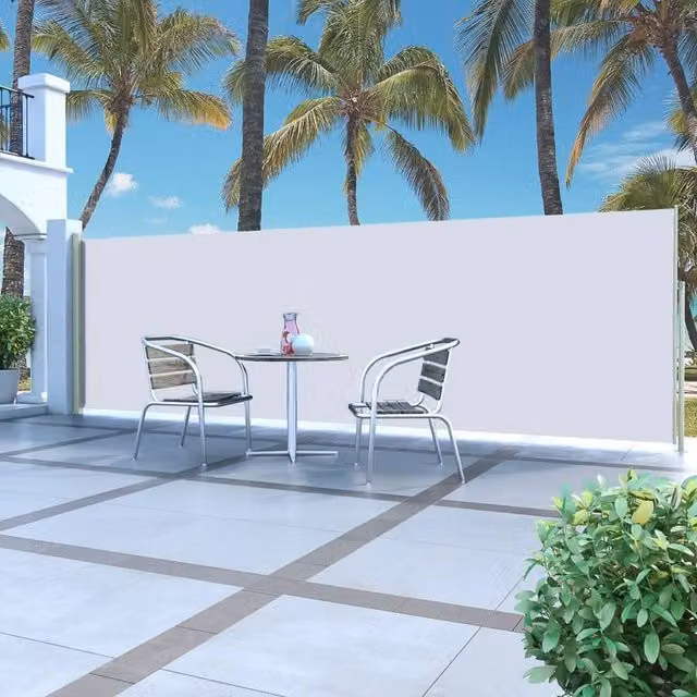 Berkfield Home Retractable Side Awning in Beige Polyester, W/H: 500 x 160 cm
