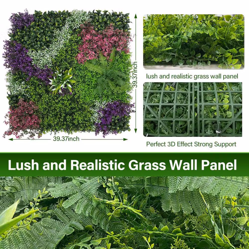 INMTFEI Artificial Hedge Panel Green Faux Wall Privacy Screen W/H: 100 x 100 cm – 9