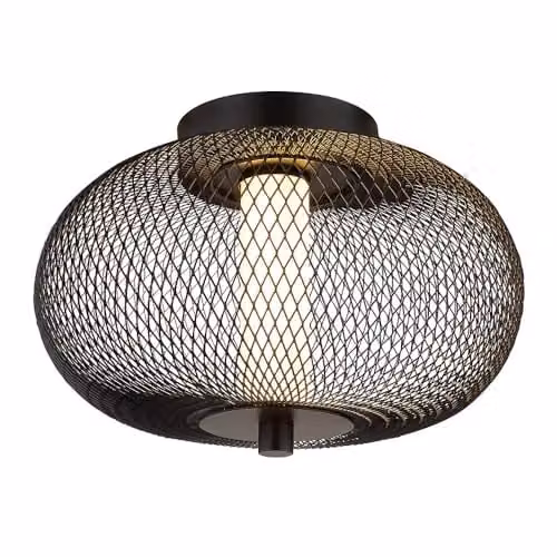 Netlighting Astari Industrial LED Ceiling Light, Matt Black, Diameter: 35 cm