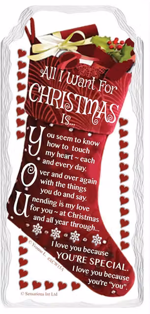 Sensations All I Want for Christmas Stocking Design Hanging Plaque, Multicolour