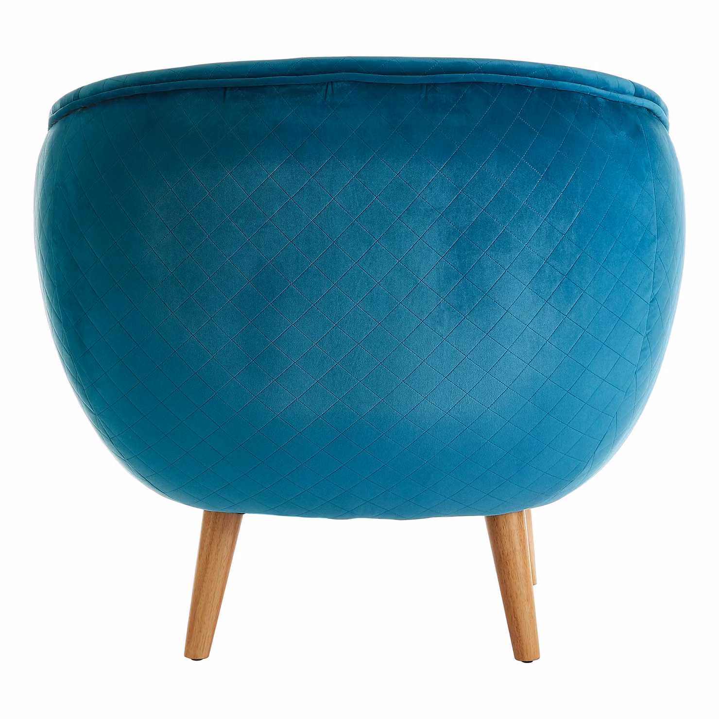 Fifty Five South Modern Petrol Blue Velvet Tub Lounge Chair with Armrests and Pine Wood Legs – 2
