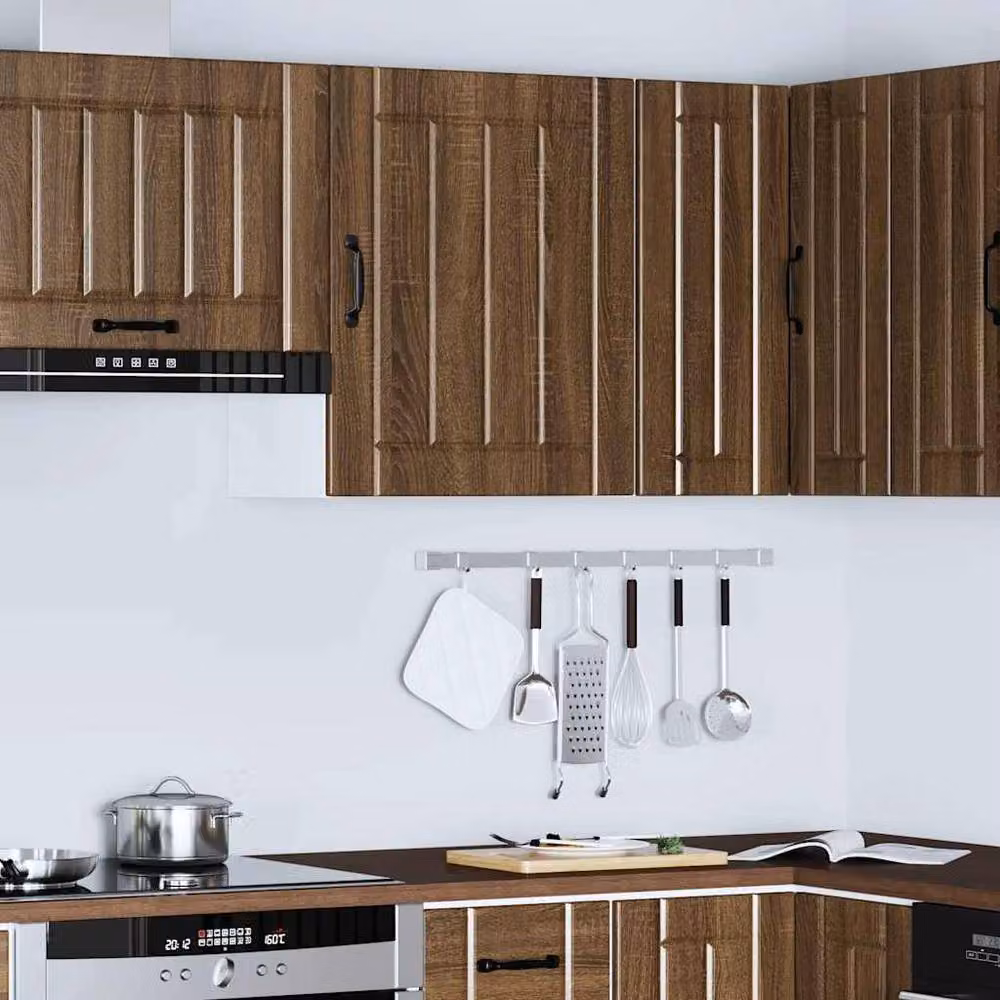 Berkfield Home Lucca Kitchen Wall Cabinet in Brown Oak with Glass Doors – 3