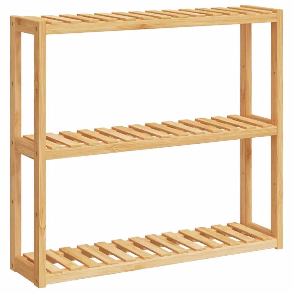 Berkfield Home 3-Tier Wall-mounted Bamboo Bathroom Shelf in Brown, W/D/H: 60 x 15 x 54 cm