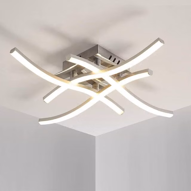 COMELY 24W Modern Curved LED Ceiling Light in Silver with 4000K Neutral White Light