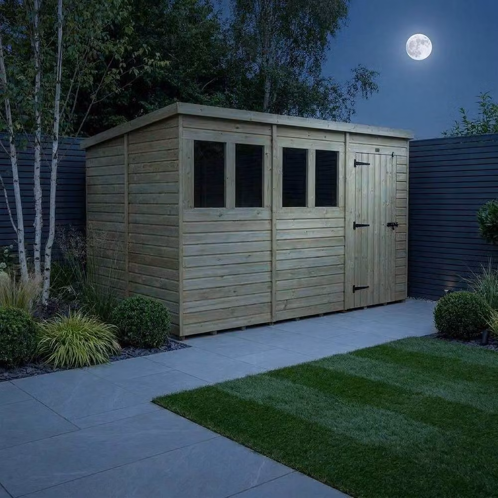 Buttercup Farm Brown Timber Pent Garden Shed with Single Door and Windows W/D/H: 365.76 x 304.8 x 210 cm – 3