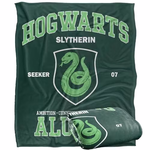 Warner Bros. Harry Potter Hogwarts Slytherin Alumni Super Soft Fleece Throw Blanket, Multicolour, W: 152.4 cm x D: 127.0 cm – 1