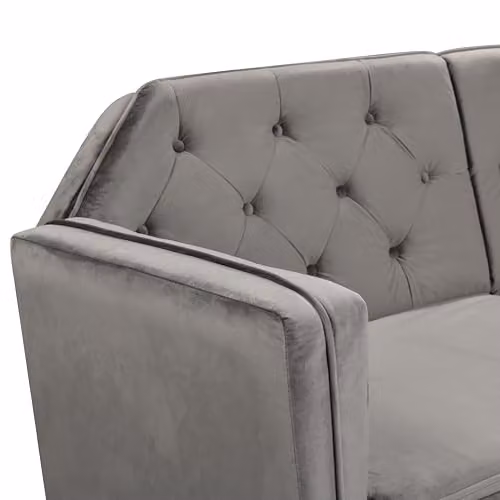 Comfy Living Plush Velvet Tufted Click Clack Sofa Bed in Grey – 3