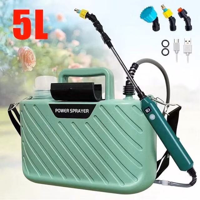 NESTLUNE 5L AutoPump Pressure Garden Sprayer in Green with Rechargeable Battery – 1