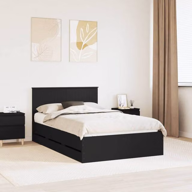 Berkfield Home Modern Bed Frame with Drawers in Black, Engineered Wood, W/D/H: 120 x 190 cm – 1