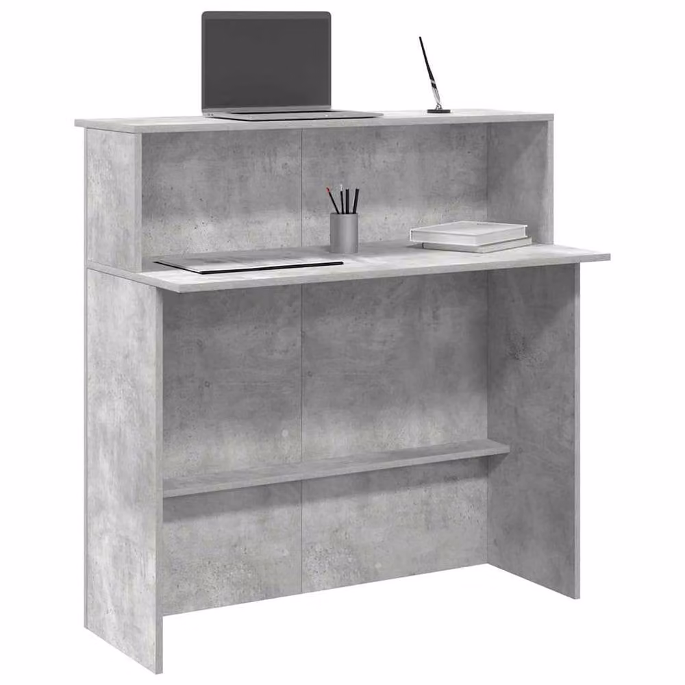 Berkfield Home Industrial Reception Desk in Concrete Grey, W/D/H: 100 x 50 x 103.5 cm – 1