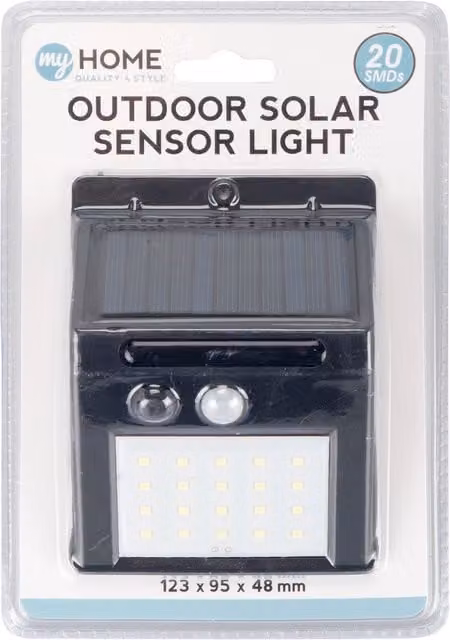 My Home Black Solar Motion Sensor Outdoor Garden Light