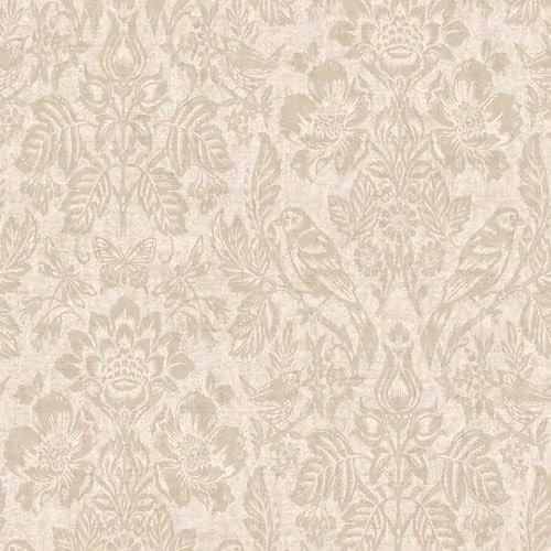 Holden Decor Hawthorn Meadow Woodland Themed Nature Inspired Textured Blown Vinyl Wallpaper in Beige