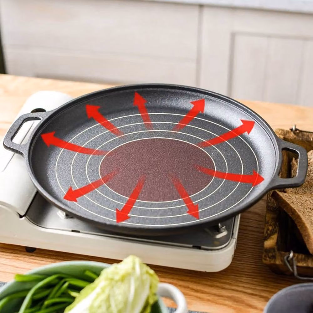 PAWNORA Black Uncoated Cast Iron Griddle Frying Pan W: 40.5 cm, D: 33 cm, H: 4 cm – 3
