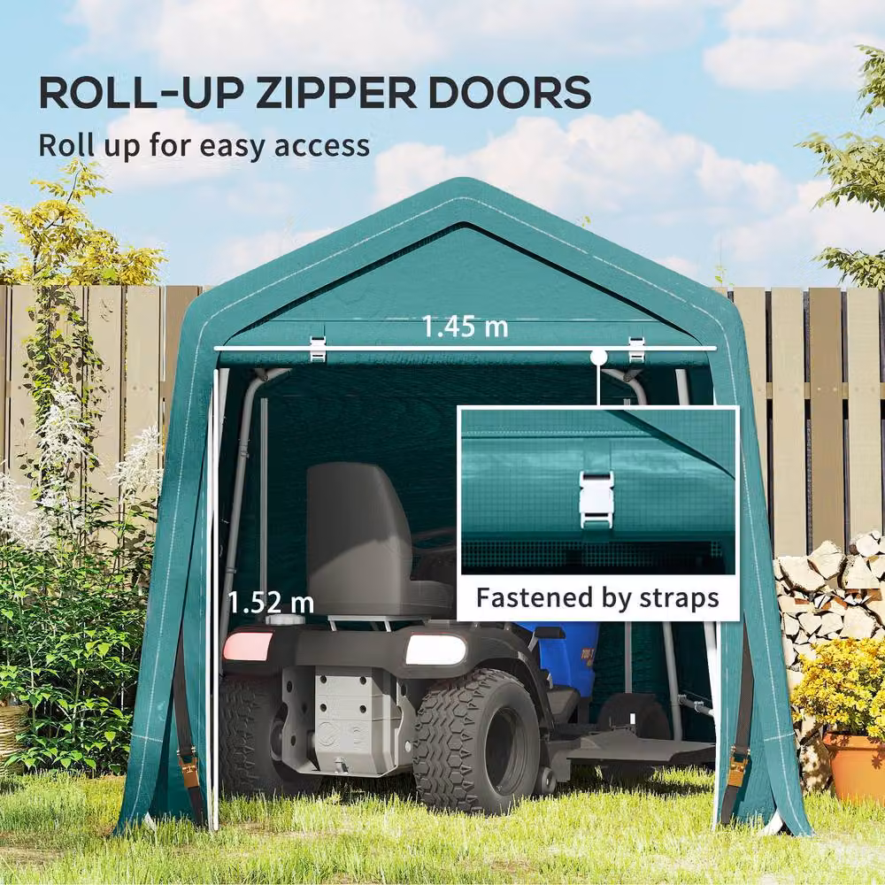 OUTSUNNY Waterproof Outdoor Garden Storage Bike Tent with Zipper Doors, Green, W/D/H: 243.84 x 182.88 x 240.0 cm – 4