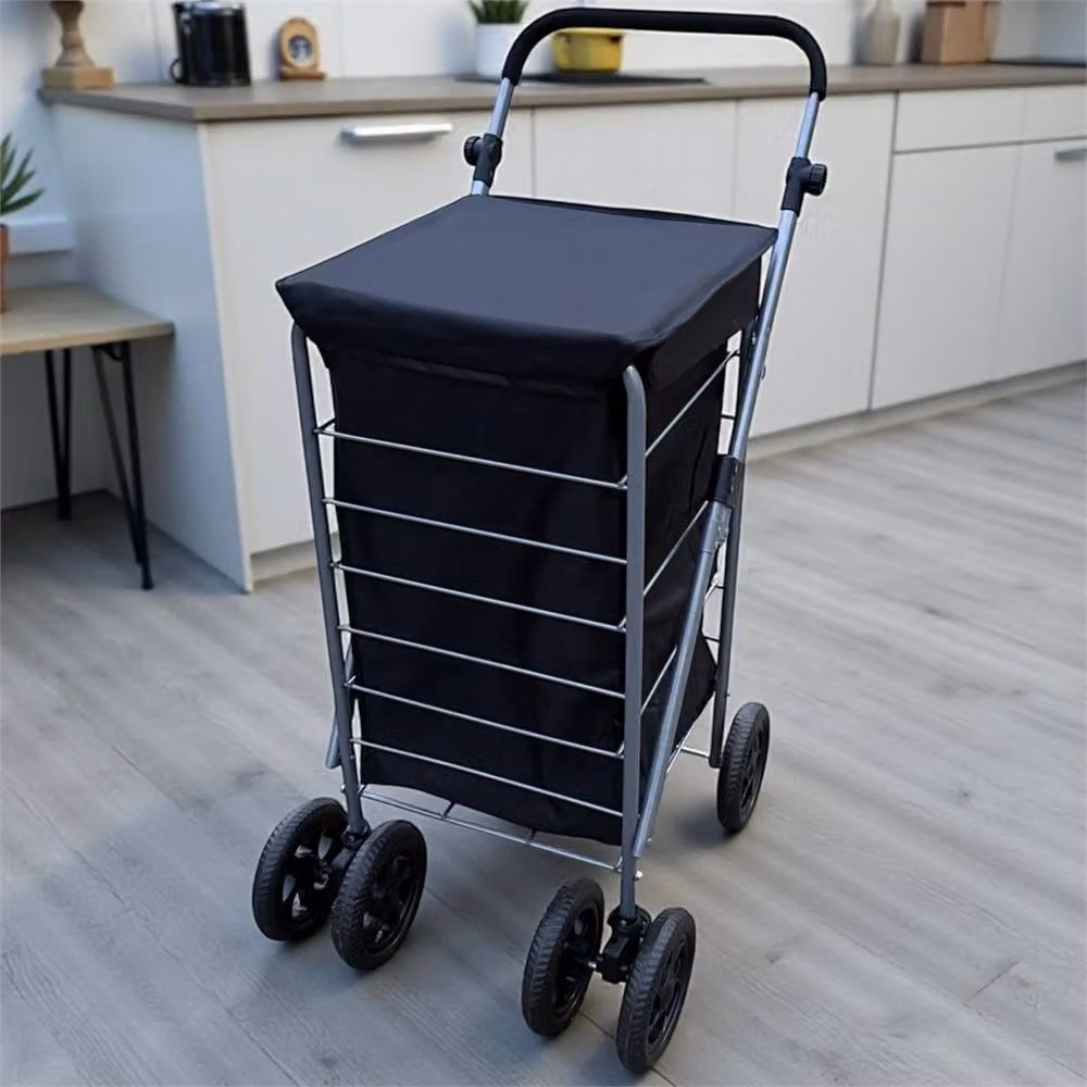 SPETLEK 4 Wheel Folding Shopping Trolley Cart in Black – 3