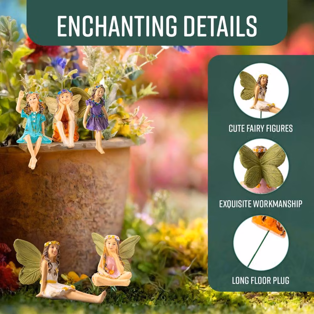 Globrite Set of 6 Multicolour Hand-Painted Polyresin Fairy Garden Ornaments with 10 cm Stakes – 3
