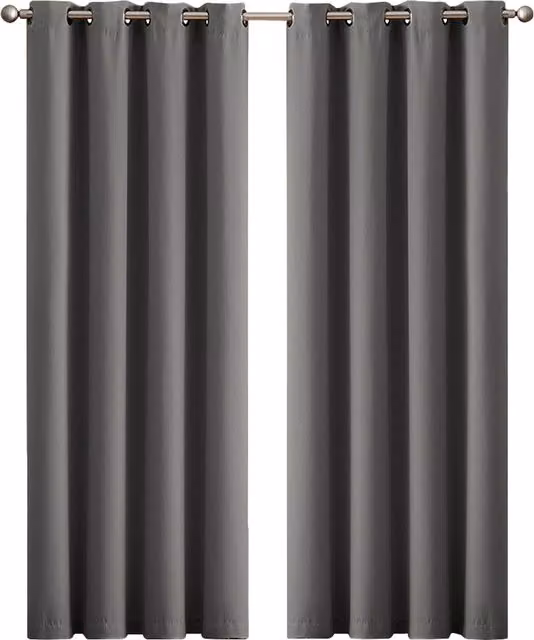 Marlow 2 Pack Triple Layer Eyelet Blackout Curtains in Grey, W: 183 cm, H: 167 cm
