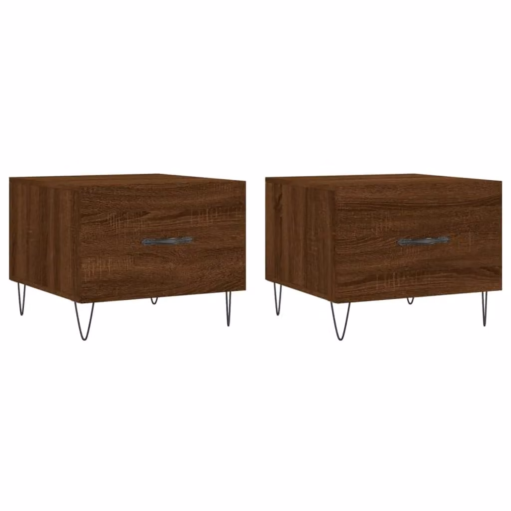 Berkfield Home Set of 2 Brown Oak Coffee Tables, W/D/H: 50 x 50 x 40 cm – 2