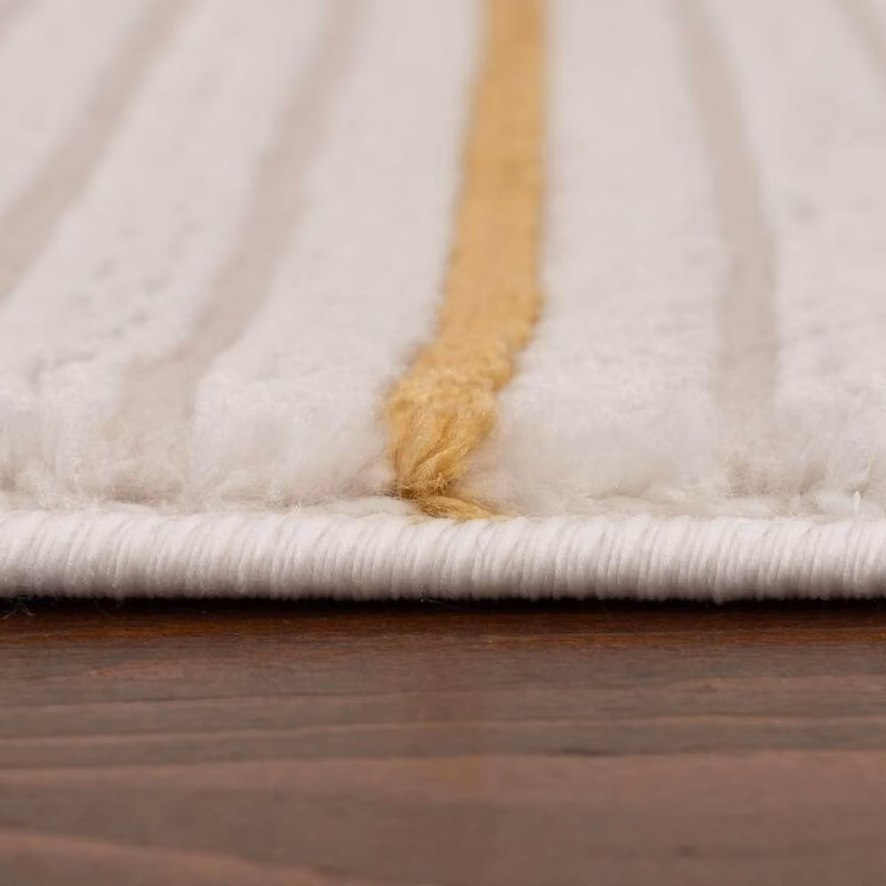 THE RUGS Carmel Maze Design Soft Pile Area Rug, W: 80 cm, L: 300 cm, Ivory and Gold – 3
