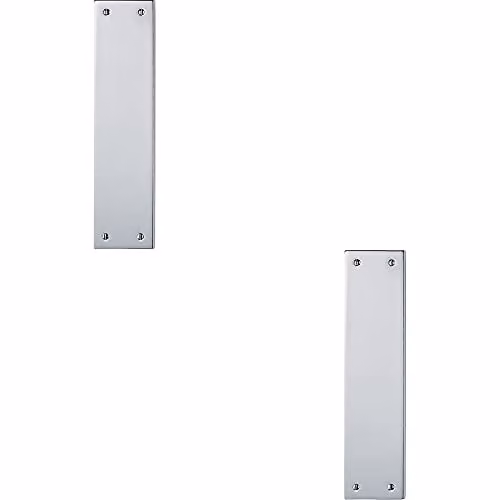 Loops 2 Pack Plain Victorian Door Finger Plate in Polished Chrome, W: 29.8 cm, H: 7.3 cm