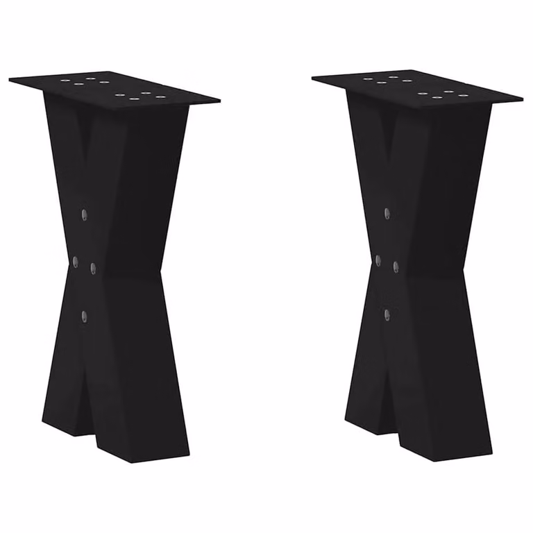 Berkfield Home X-Shaped Steel Coffee Table Legs, 2 Pieces, Black, W: 28 cm, H: 42-43 cm