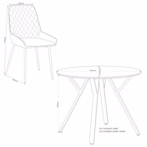 Seconique Athens Round Dining Table Set with 4 Avery Chairs in Concrete and Grey – 2