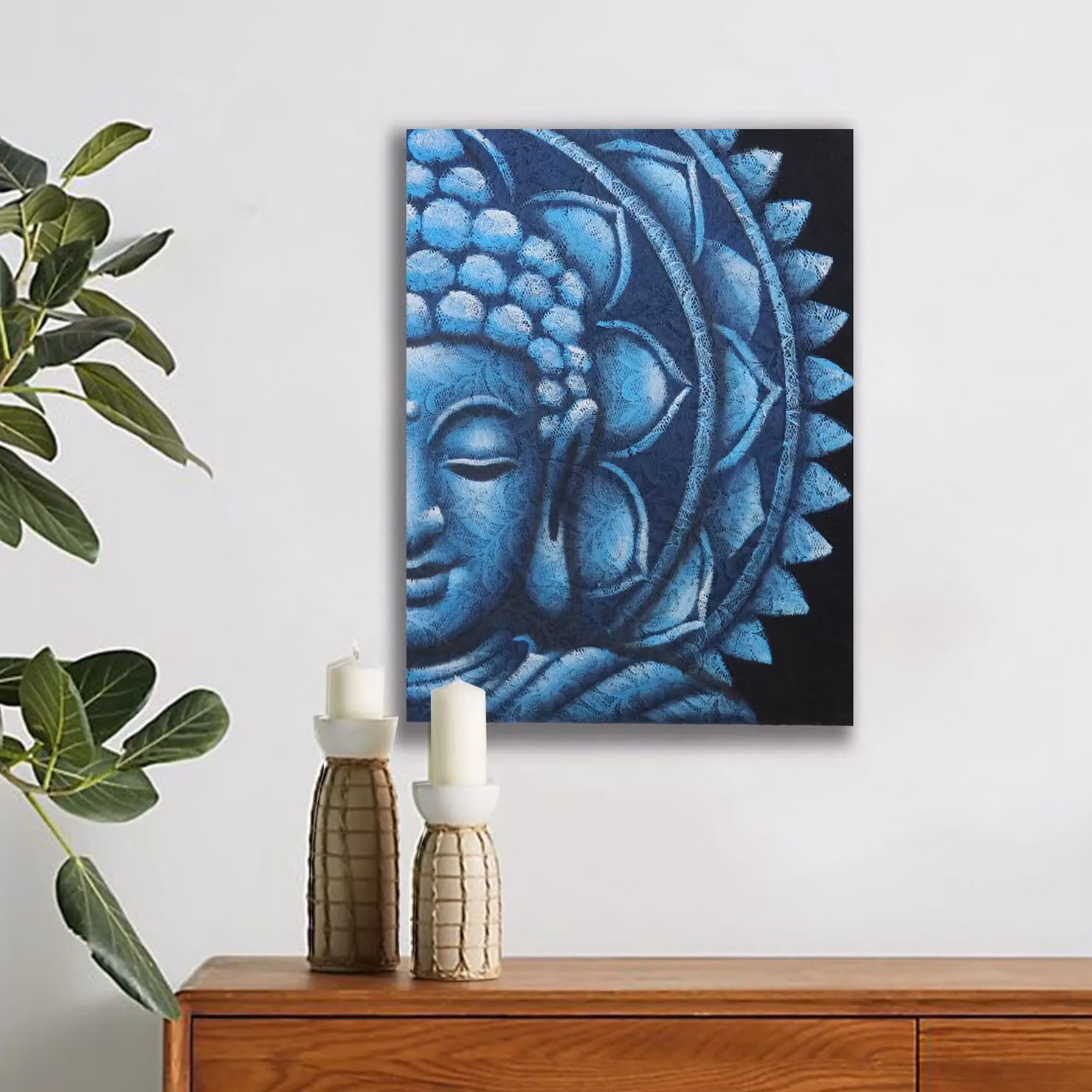 KDMD Blue Half Buddha Mandala Canvas Wall Hanging, W: 60 cm, H: 80 cm – 2